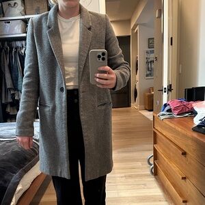 Zara Trafaluc Gray Wool-Blend Pea Coat